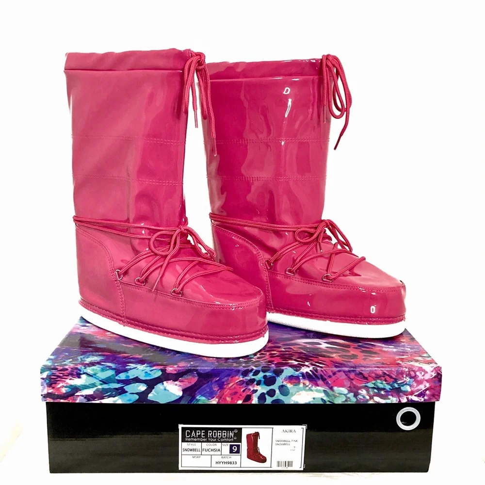 Cape Robbin Pink Snowbell Patent Cold Weather Boots - Size 9 - Picture 2 of 13